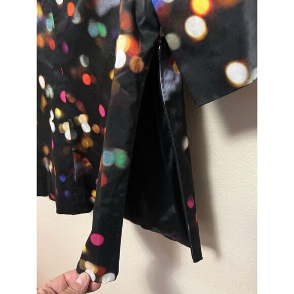 Milly City Lights Black Blouse Top Short Sleeve Shirt Zips Abstract Dot Womens 2 - Picture 6 of 13